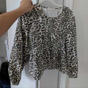 Animal Print Long Sleeve Blouse